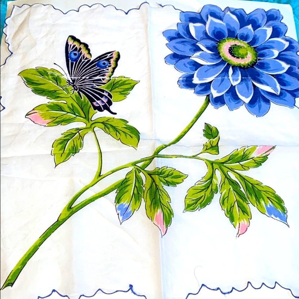 Vintage butterfly and flower hankie
